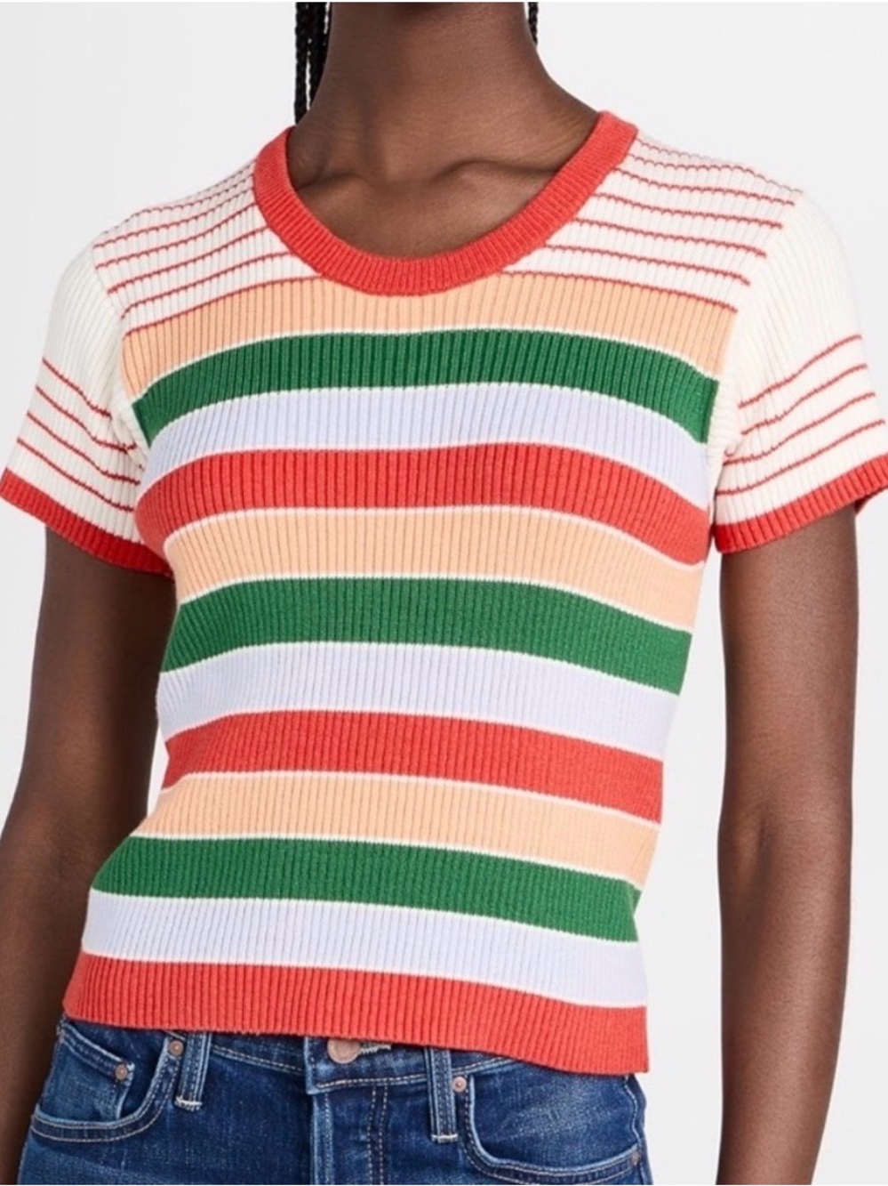 Mother Denim women’s Itty Bitty tee Ribbed scoop neck striped. Size medium.